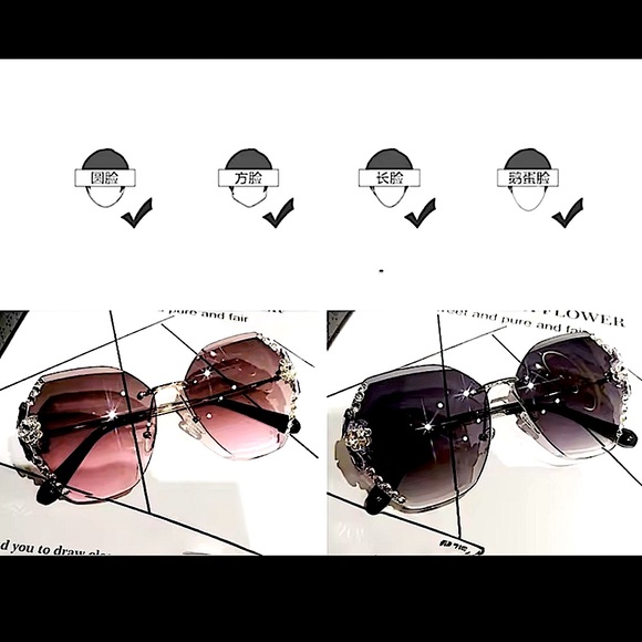 Dark grey tinted crystal rhinestone sunglasses - Picture 8 of 8